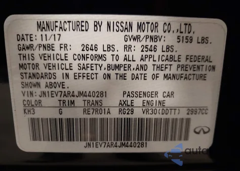 2018 Infiniti Q50 3.0T Luxe из США, поврежденный, VIN JN1EV7AR4JM440281